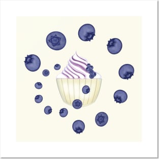 Soft ice cream with blueberries yummy Posters and Art